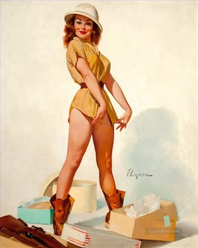 woman looking up Painting - pin up chicas retro 3